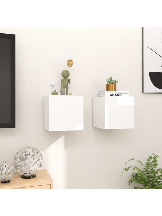Nástěnné TV skříňky 2 ks bílé s vysokým leskem 30,5x30x30 cm