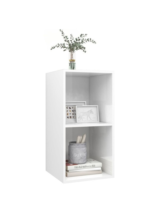 Nástěnná TV skříňka bílá lesklá 37x37x72 cm kompozitní dřevo