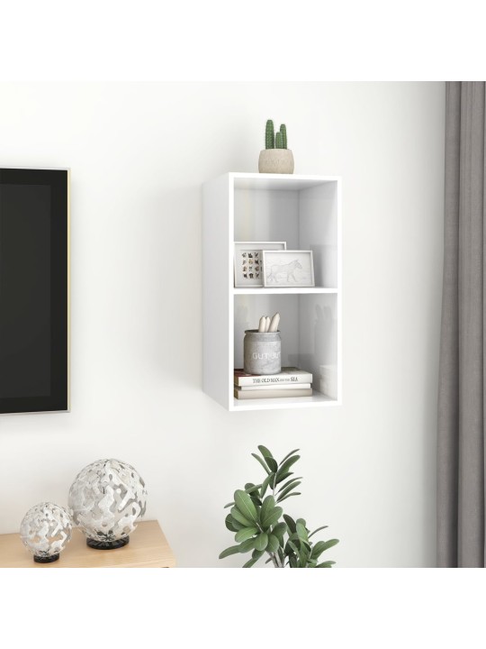 Nástěnná TV skříňka bílá lesklá 37x37x72 cm kompozitní dřevo