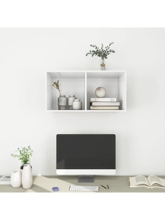 Nástěnná TV skříňka bílá lesklá 37x37x72 cm kompozitní dřevo