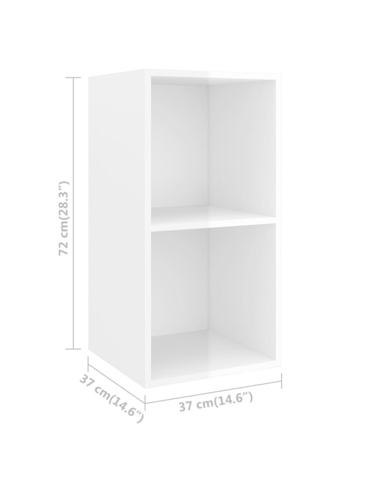 Nástěnná TV skříňka bílá lesklá 37x37x72 cm kompozitní dřevo