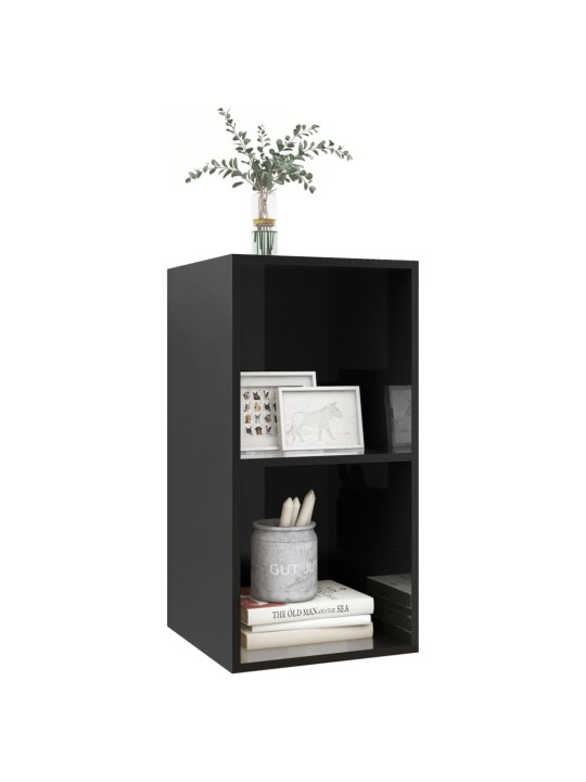Nástěnná TV skříňka černá lesklá 37x37x72 cm kompozitní dřevo