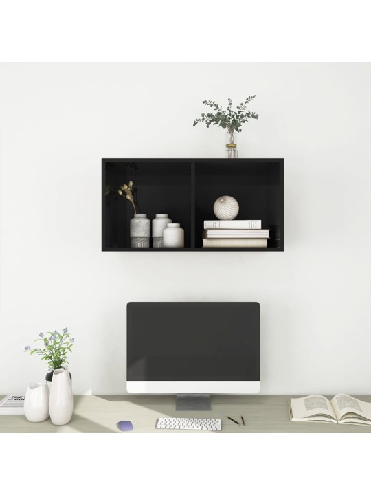Nástěnná TV skříňka černá lesklá 37x37x72 cm kompozitní dřevo