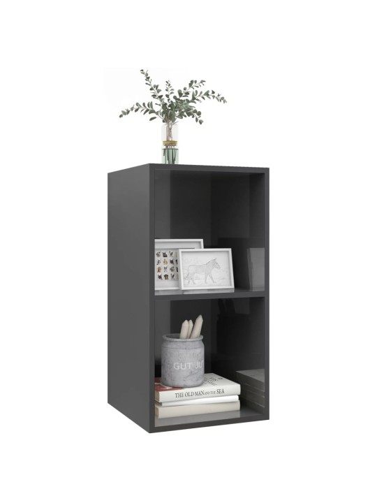 Nástěnná TV skříňka šedá lesklá 37x37x72 cm kompozitní dřevo
