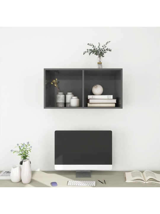 Nástěnná TV skříňka šedá lesklá 37x37x72 cm kompozitní dřevo