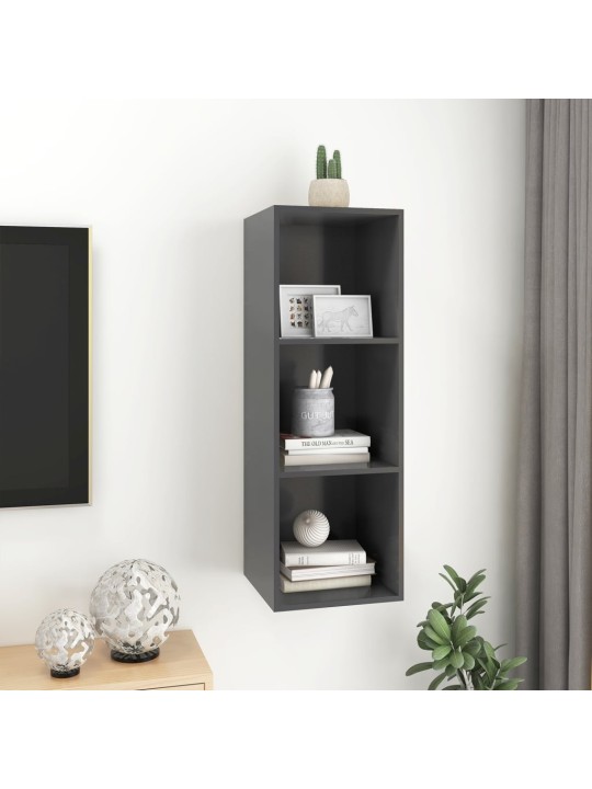 Nástěnná TV skříňka šedá 37 x 37 x 107 cm dřevotříska