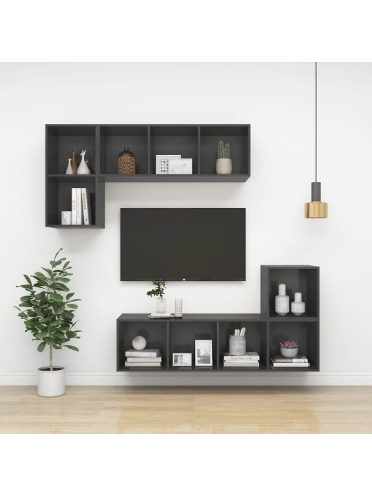 Nástěnná TV skříňka šedá 37 x 37 x 107 cm dřevotříska