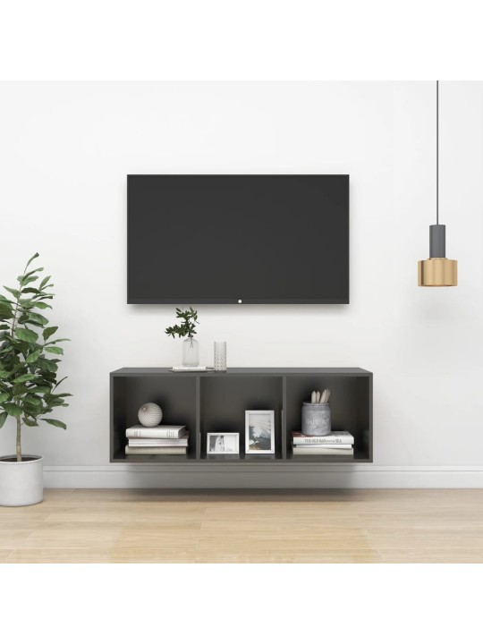 Nástěnná TV skříňka šedá 37 x 37 x 107 cm dřevotříska
