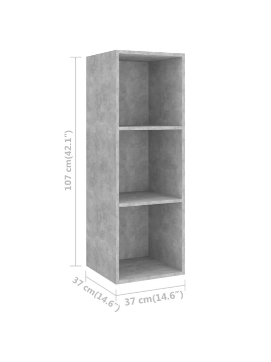 Nástěnná tv skříňka betonově šedá 37 x 37 x 107 cm dřevotříska