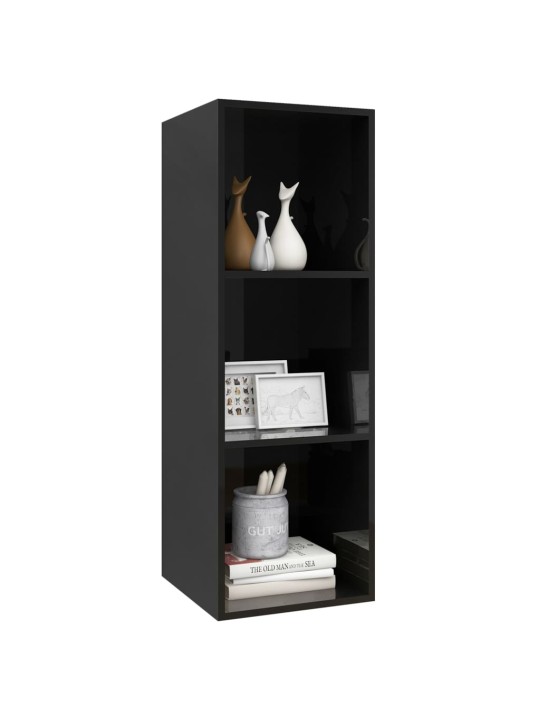 Nástěnná TV skříňka černá vysoký lesk 37x37x107 cm dřevotříska