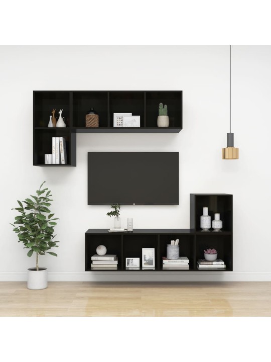 Nástěnná TV skříňka černá vysoký lesk 37x37x107 cm dřevotříska
