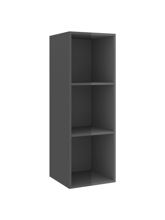 Nástěnná TV skříňka šedá vysoký lesk 37x37x107 cm dřevotříska