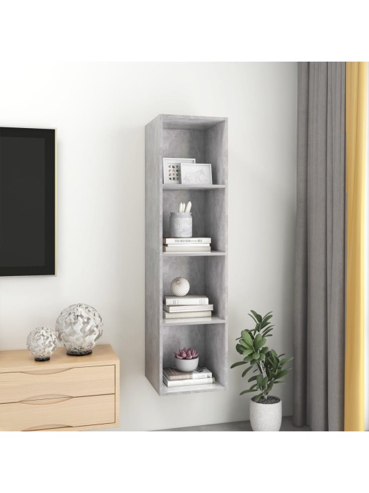 Nástěnná tv skříňka betonově šedá 37 x 37 x 142,5cm dřevotříska