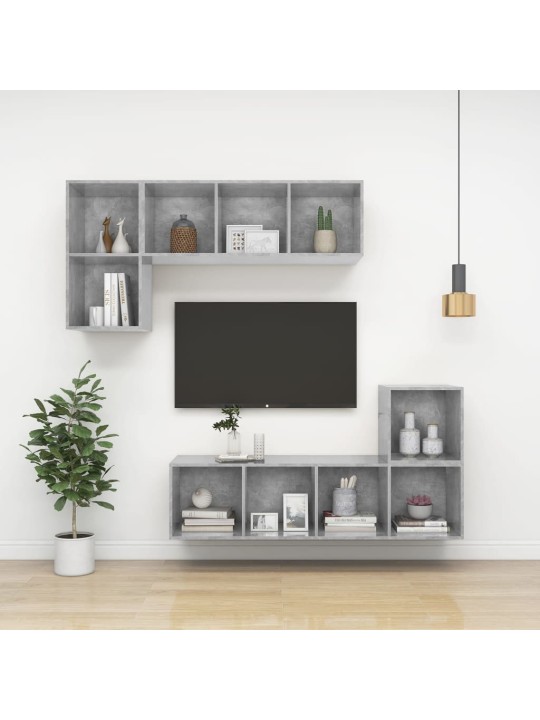 Nástěnná tv skříňka betonově šedá 37 x 37 x 142,5cm dřevotříska