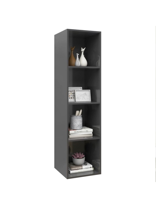 Nástěnná TV skříňka šedá vysoký lesk 37x37x142,5 cm dřevotříska