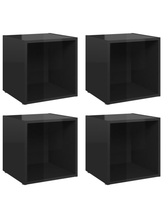 TV stolky 4 ks černé vysoký lesk 37x35x37 cm kompozitní dřevo