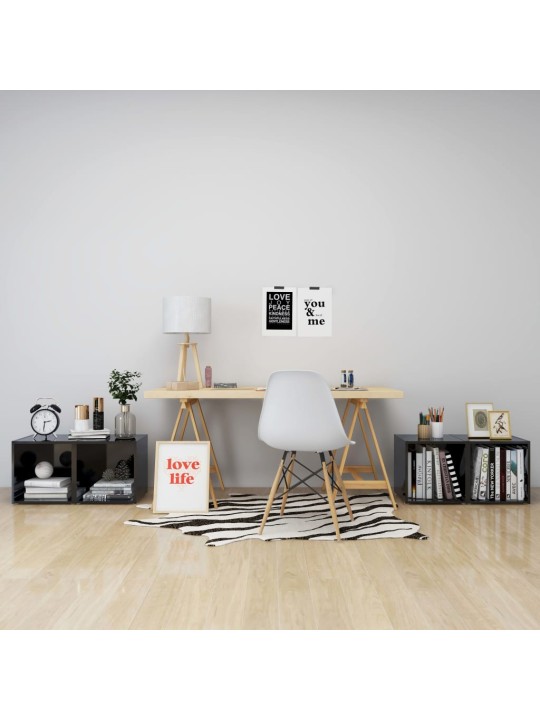 TV stolky 4 ks černé vysoký lesk 37x35x37 cm kompozitní dřevo