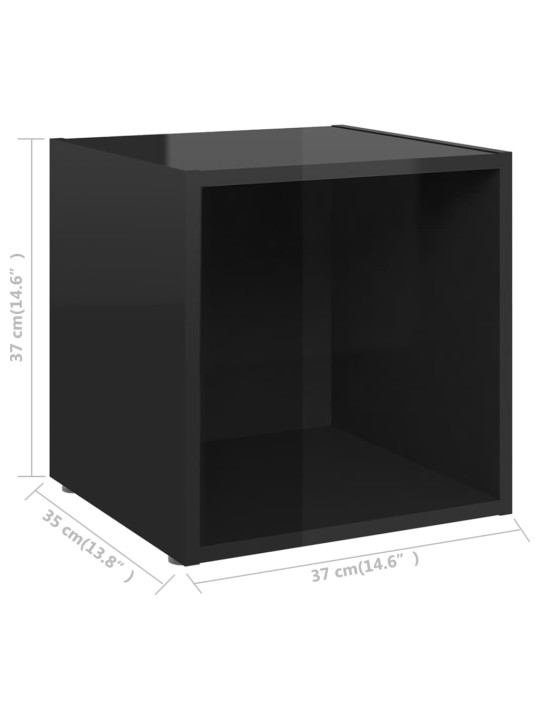 TV stolky 4 ks černé vysoký lesk 37x35x37 cm kompozitní dřevo