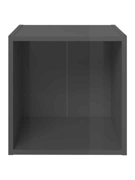 TV stolky 4 ks šedé vysoký lesk 37x35x37 cm kompozitní dřevo