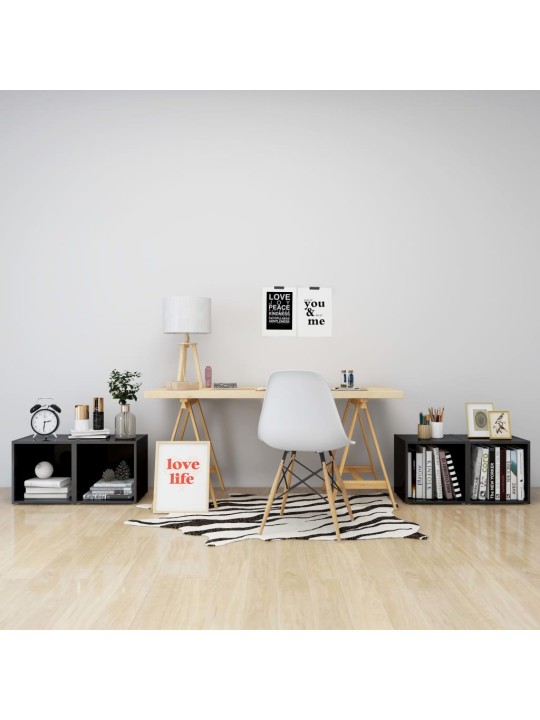 TV stolky 4 ks šedé vysoký lesk 37x35x37 cm kompozitní dřevo