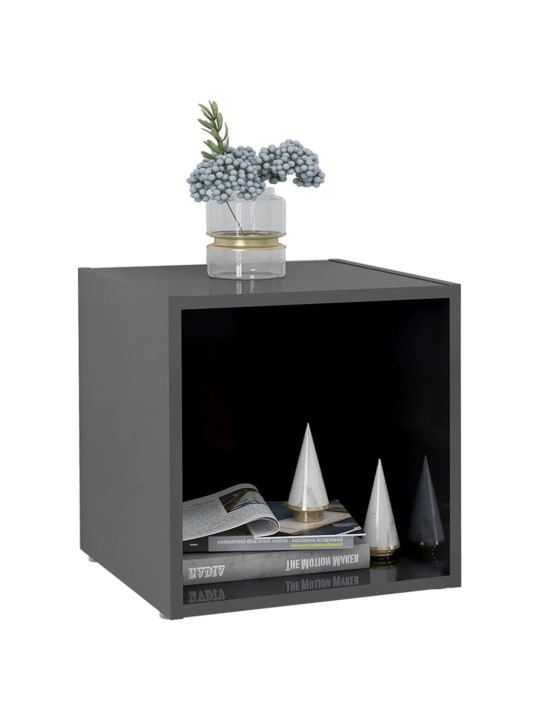 TV stolky 4 ks šedé vysoký lesk 37x35x37 cm kompozitní dřevo
