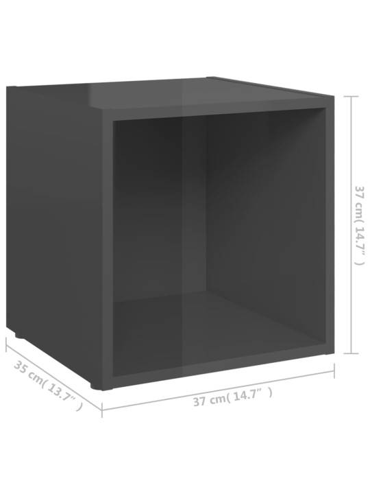 TV stolky 4 ks šedé vysoký lesk 37x35x37 cm kompozitní dřevo