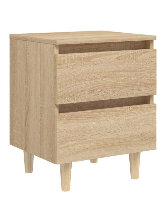 Noční stolky s nohami z borovice 2 ks dub sonoma 40x35x50 cm