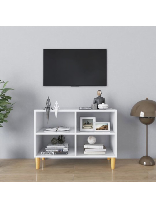 TV stolek nohy z masivního dřeva bílý 69,5 x 30 x 50 cm