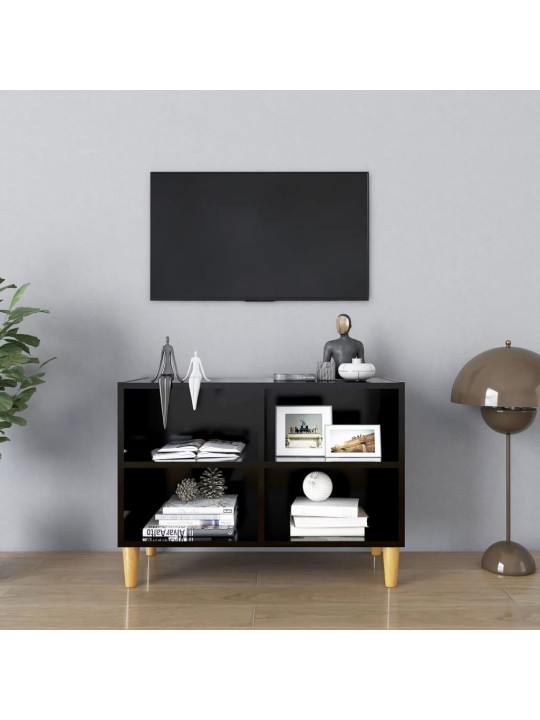 TV stolek nohy z masivního dřeva černý 69,5 x 30 x 50 cm