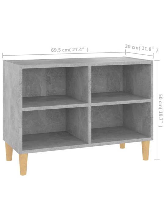 TV stolek nohy z masivního dřeva betonově šedý 69,5x30x50 cm