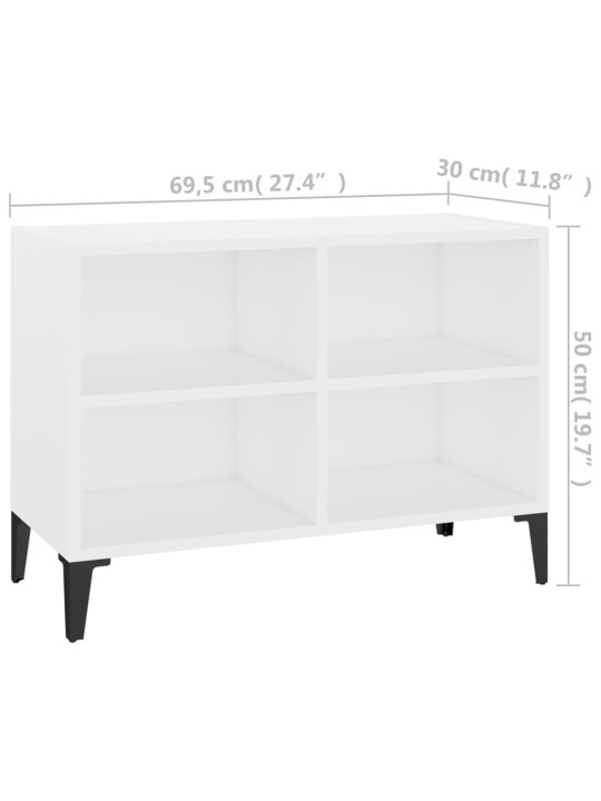 TV stolek s kovovými nohami bílý 69,5 x 30 x 50 cm