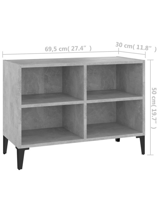 TV stolek s kovovými nohami betonově šedý 69,5 x 30 x 50 cm