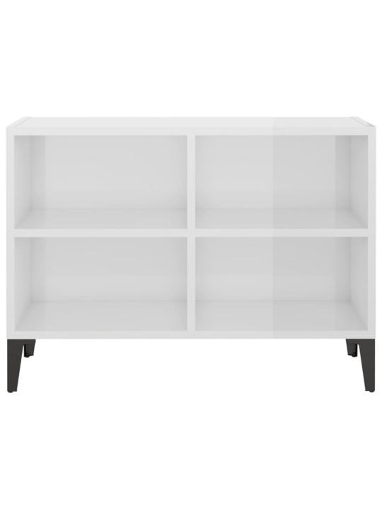 TV stolek s kovovými nohami bílý vysoký lesk 69,5 x 30 x 50 cm