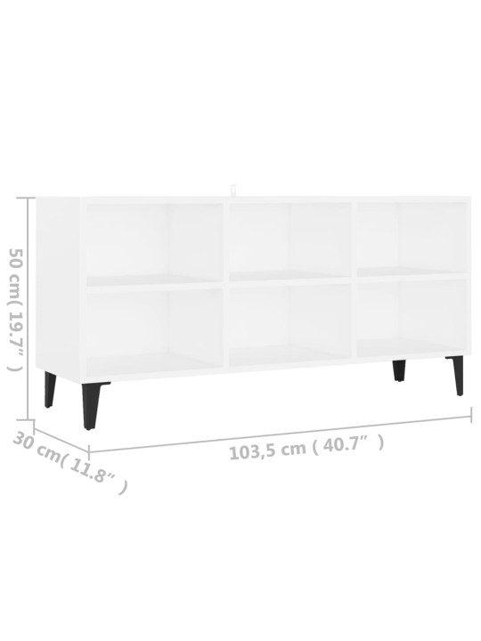 Tv stolek s kovovými nohami bílý 103,5 x 30 x 50 cm
