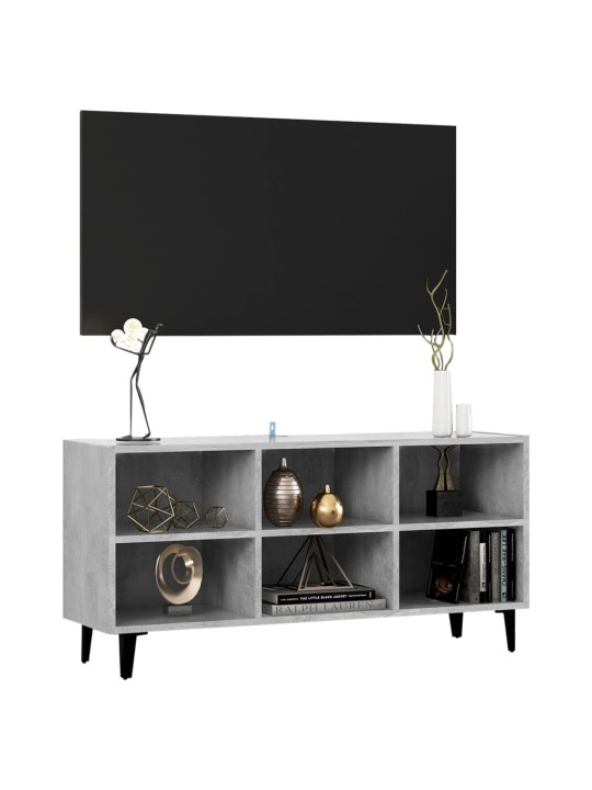 Tv stolek s kovovými nohami betonově šedý 103,5 x 30 x 50 cm