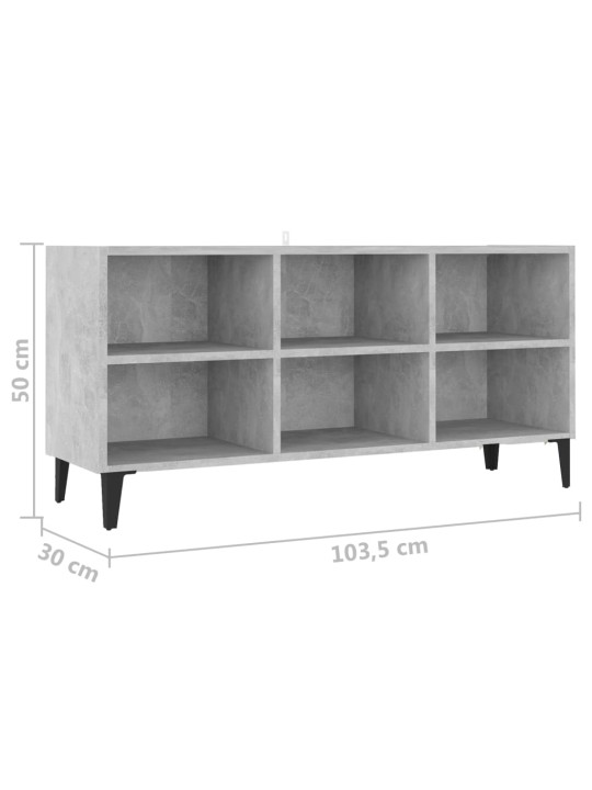 Tv stolek s kovovými nohami betonově šedý 103,5 x 30 x 50 cm