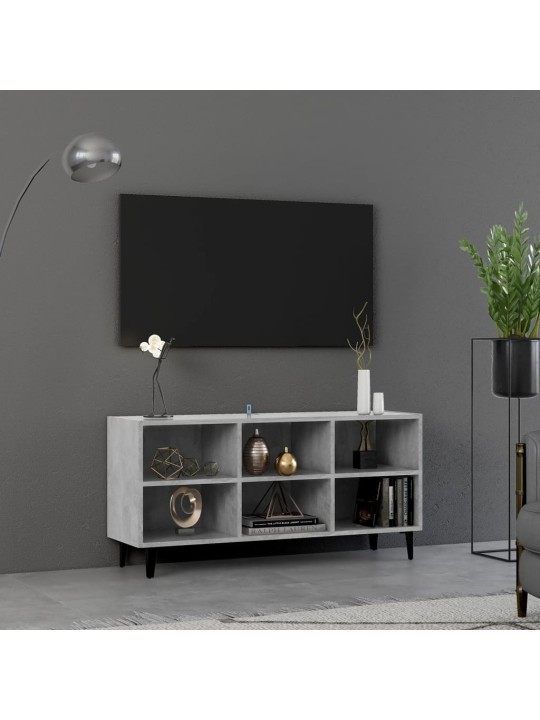 Tv stolek s kovovými nohami betonově šedý 103,5 x 30 x 50 cm