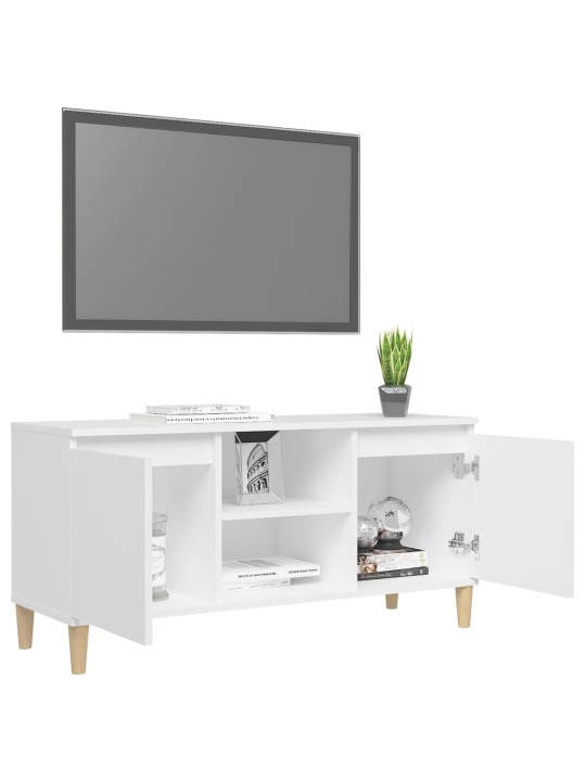 TV skříňka s nohami z masivního dřeva bílá 103,5 x 35 x 50 cm