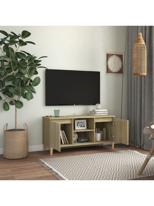 TV skříňka s nohami z masivního dřeva dub sonoma 103,5x35x50 cm