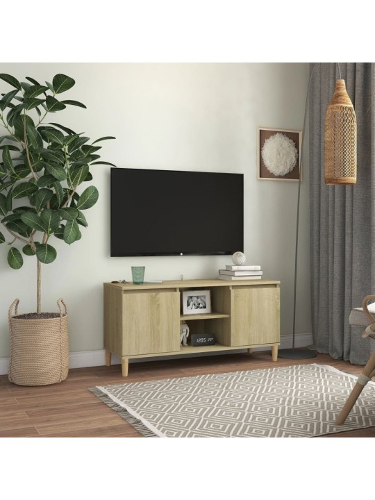 TV skříňka s nohami z masivního dřeva dub sonoma 103,5x35x50 cm