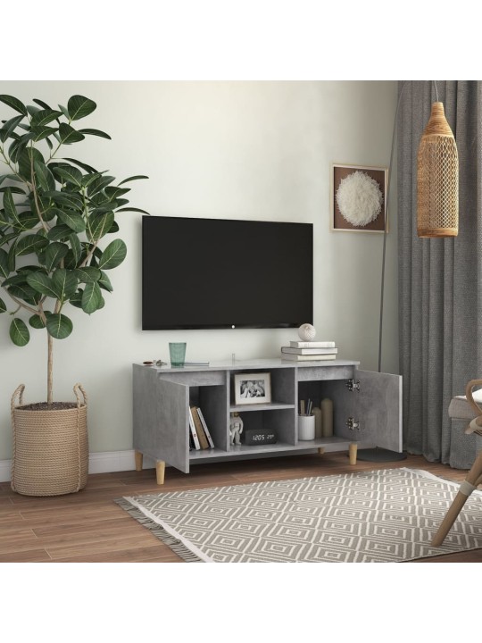 TV skříňka nohy z masivního dřeva betonově šedá 103,5x35x50 cm