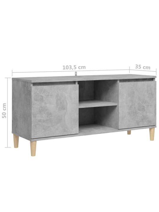TV skříňka nohy z masivního dřeva betonově šedá 103,5x35x50 cm