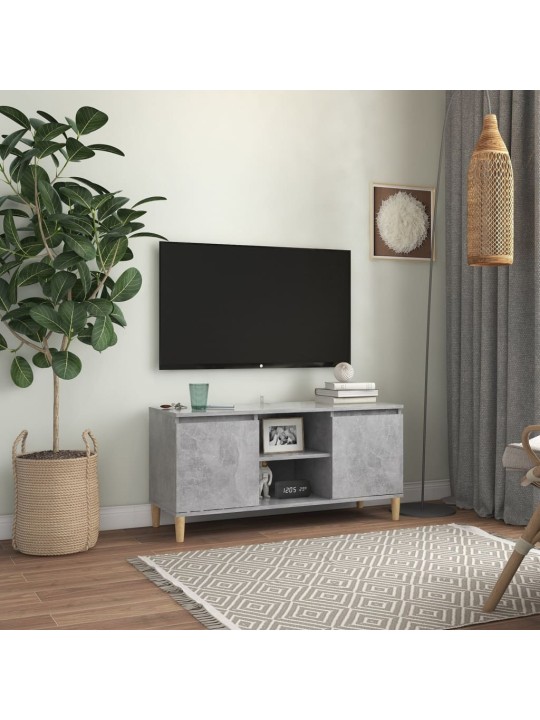 TV skříňka nohy z masivního dřeva betonově šedá 103,5x35x50 cm