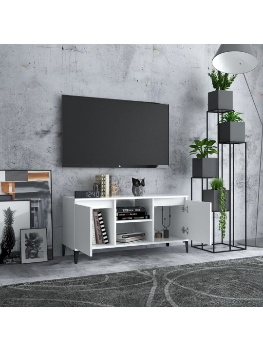 TV stolek s kovovými nohami bílý 103,5 x 35 x 50 cm