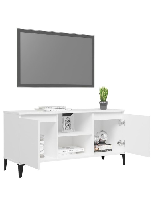 TV stolek s kovovými nohami bílý 103,5 x 35 x 50 cm