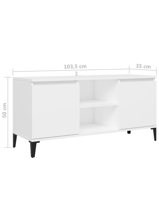 TV stolek s kovovými nohami bílý 103,5 x 35 x 50 cm
