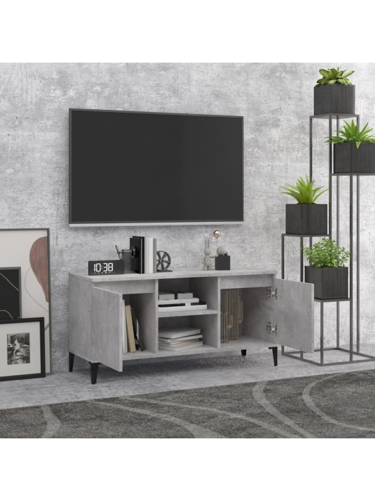 TV stolek s kovovými nohami betonově šedý 103,5 x 35 x 50 cm