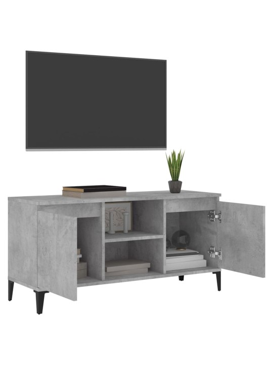 TV stolek s kovovými nohami betonově šedý 103,5 x 35 x 50 cm