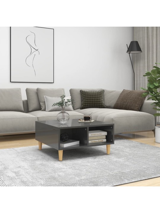 Konferenční stolek šedý lesklý 60 x 60 x 30 cm kompozitní dřevo
