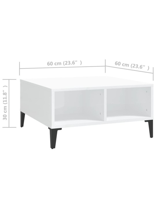 Konferenční stolek bílý lesklý 60 x 60 x 30 cm kompozitní dřevo